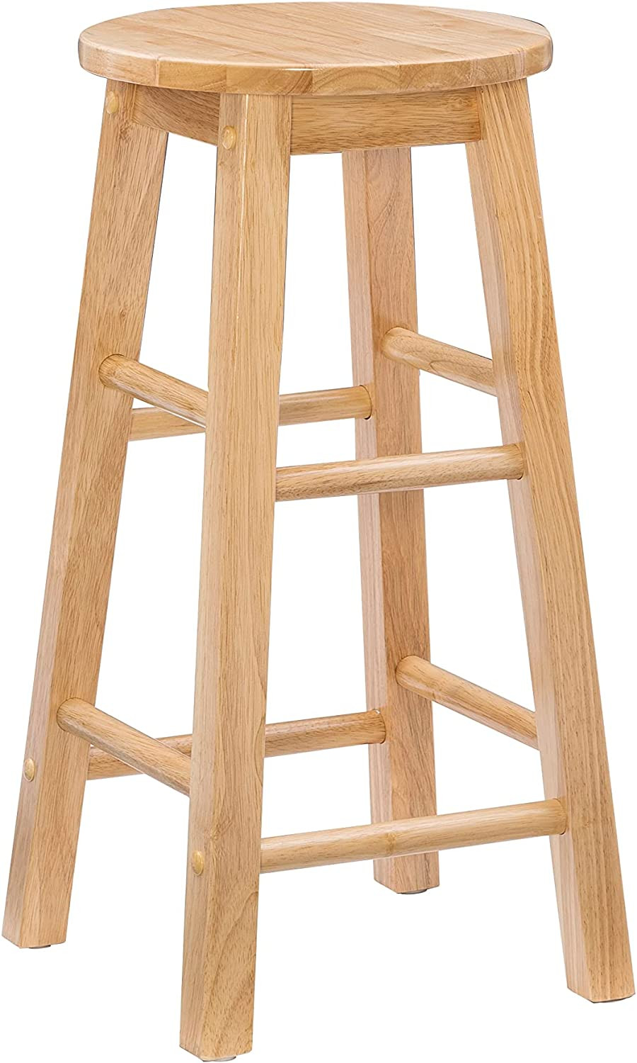 Wooden Bar Stool with round Seat for Kitchen Natural Wood Finish Furniture 24 In gallery