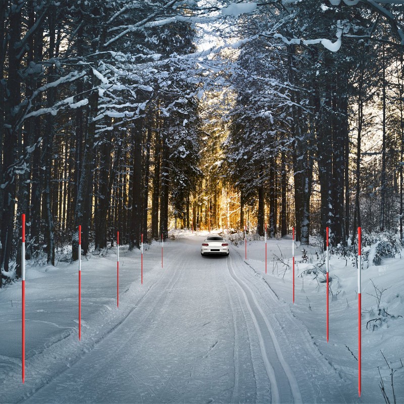 100 Pack 48" Reflective Driveway Markers Fiberglass Poles Red Plowing Stakes gallery