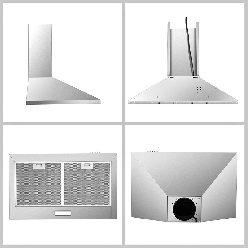 30 Inch Wall Mount Range Hood 500CFM Stainless Steel 3 Speed Kitchen Vent LED gallery