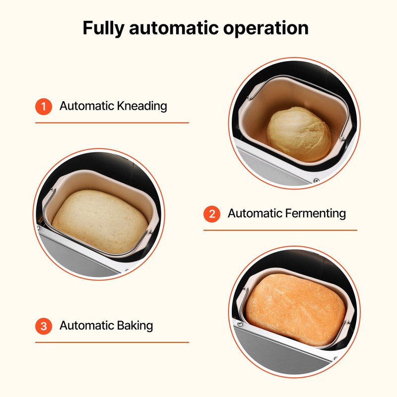 VEVOR 2LB 19-in-1 Bread Maker Automatic Compact Dough Machine Nonstick 3 Colors gallery