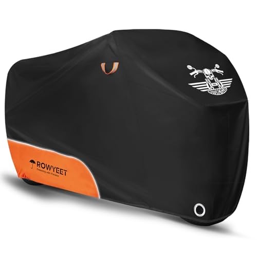 Motorcycle Cover Waterproof Outdoor Storage with Lock-Holes, 96.5" 210D Orange gallery