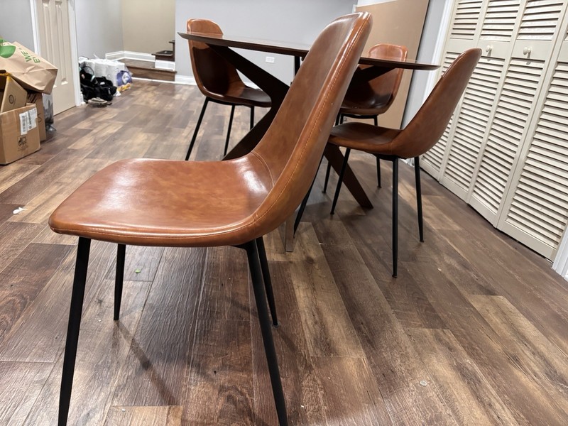 Beautiful Dining Table Set For 4 - Walnut Base (Table + 4 Chairs) gallery