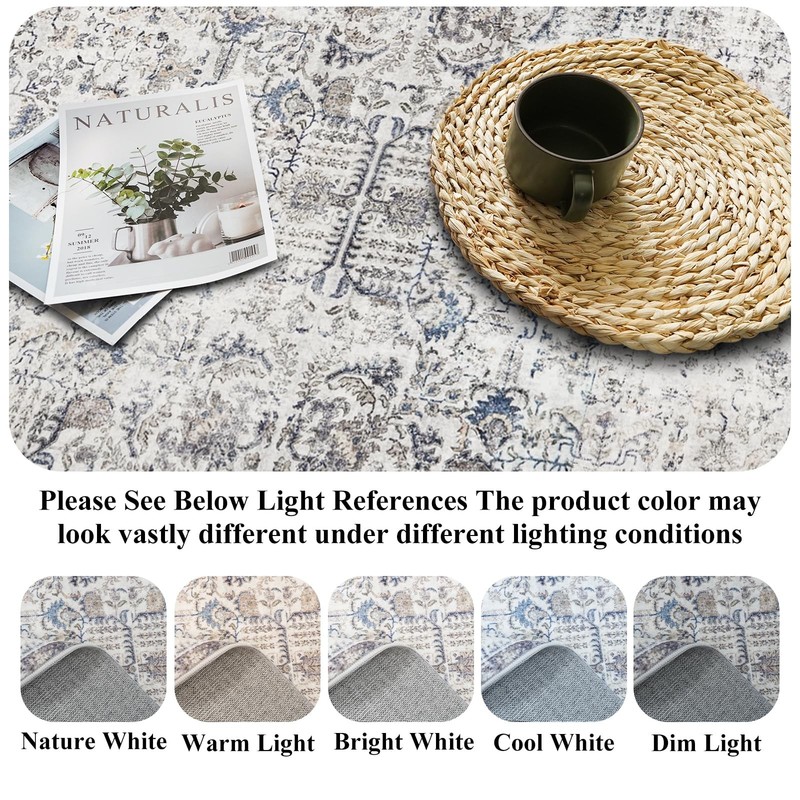 RUUGME 3x20 Washable Runner Rug - Extra Long Vintage 3' x 20' (Runner), Grey gallery