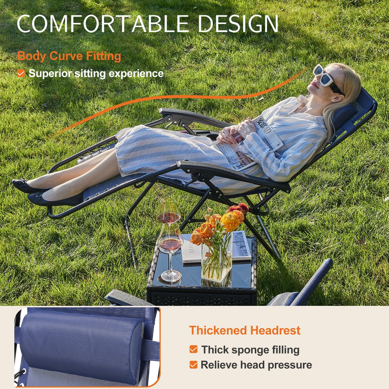 CONCETTA 2PC Zero Gravity Chair Patio Recliner Set Blue (FREESHIP) gallery