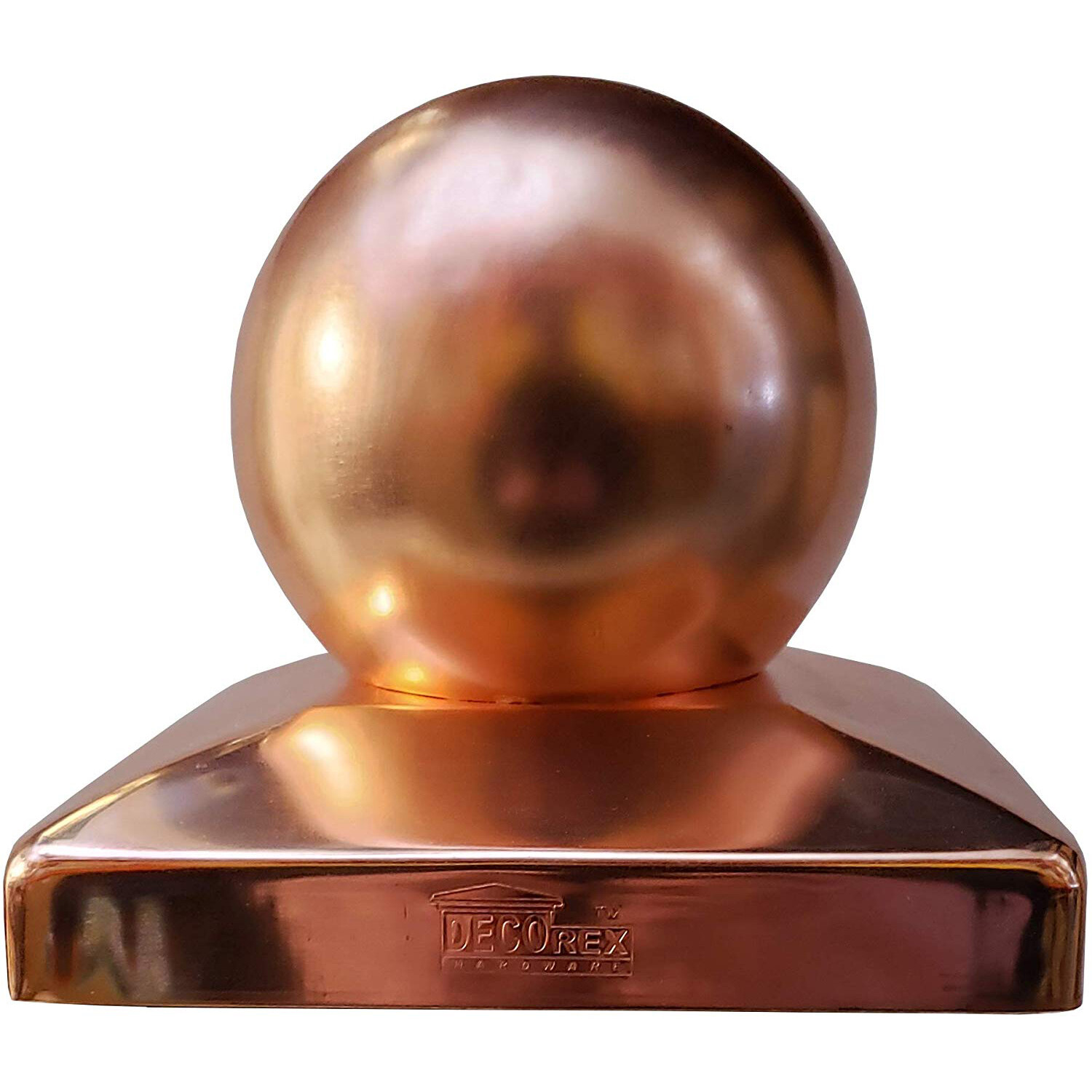 5.5" x 5.5" Solid Copper Ball Post Cap for True/Actual 5.5" x 5.5" Wood Posts gallery