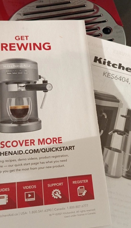 KitchenAid KES6404 Semi-Automatic Espresso Machine Red Silver w/ Accessories gallery