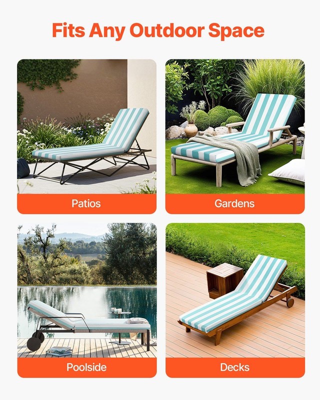 80x26x4in UV-Resistant Chaise Lounge Cushions Set of 2 Outdoor Use gallery