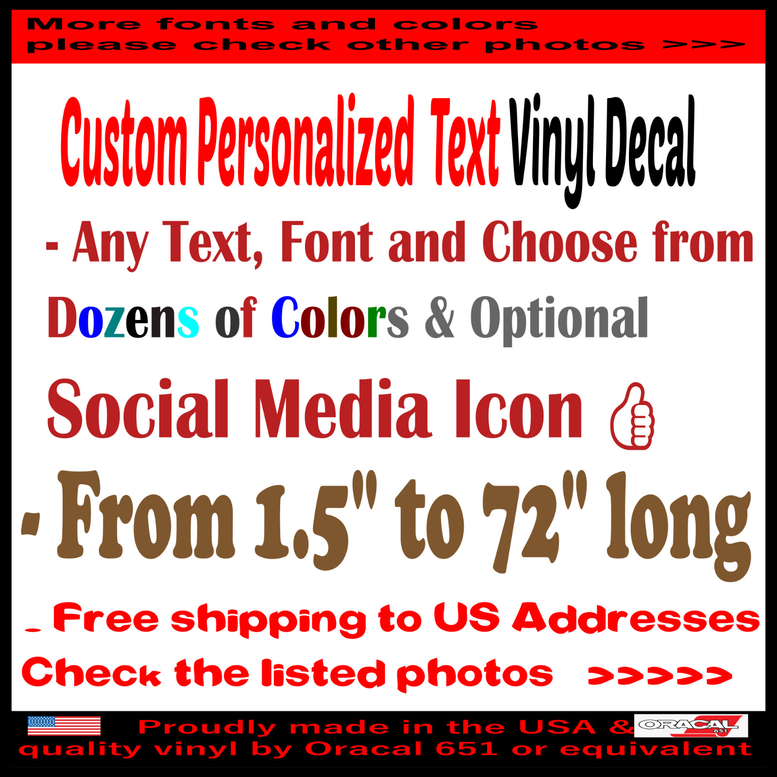 Custom Personalized ANY TEXT NAME Social Media Vinyl Decal Die Cut Sticker gallery