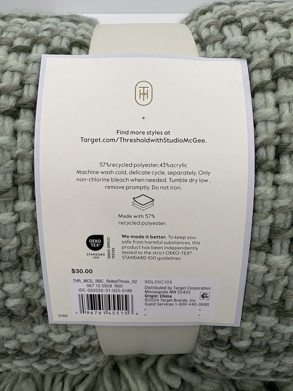 Threshold Studio McGee Throw Blanket Textured Woven Fringe Sage Green 50 x 60 gallery