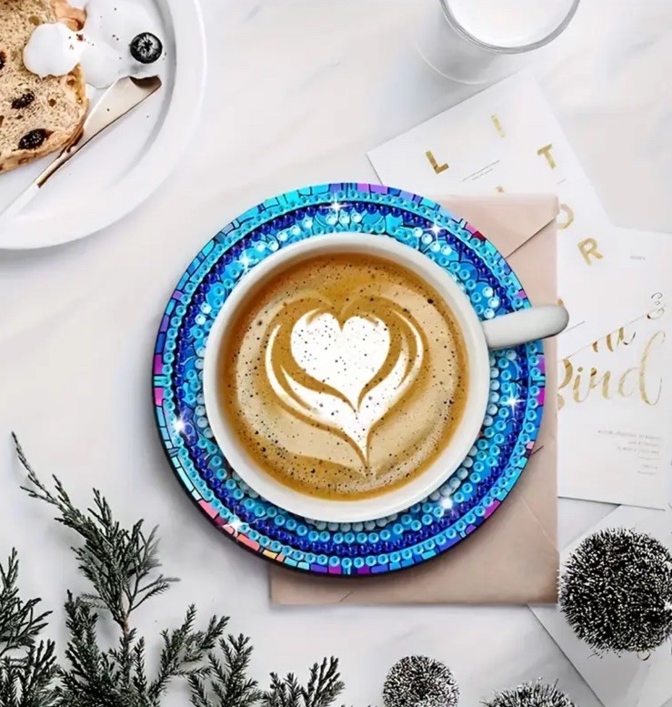 8 PCS Mandala Sparkly Diamond Painting Coasters Kits with Holder. DIY - Kitchen gallery