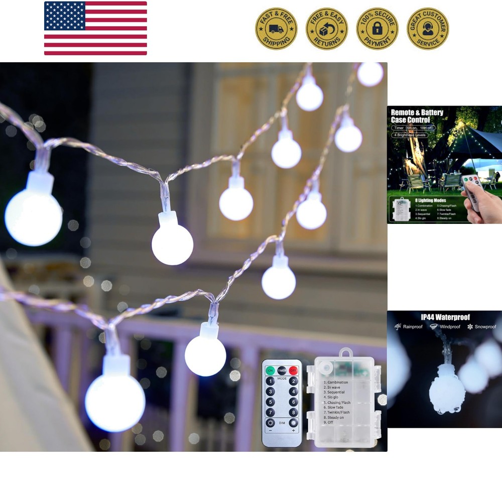 Globe String Lights Battery Operated - 21 Feet 60 Led Twinkle Fairy Lights, 8...