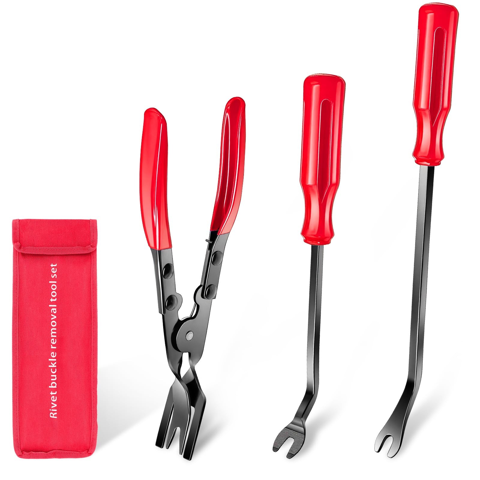3 Pcs Clip Remover Tool, Pliers Set Fastener Removal Tool , 3 Pcs, Red gallery