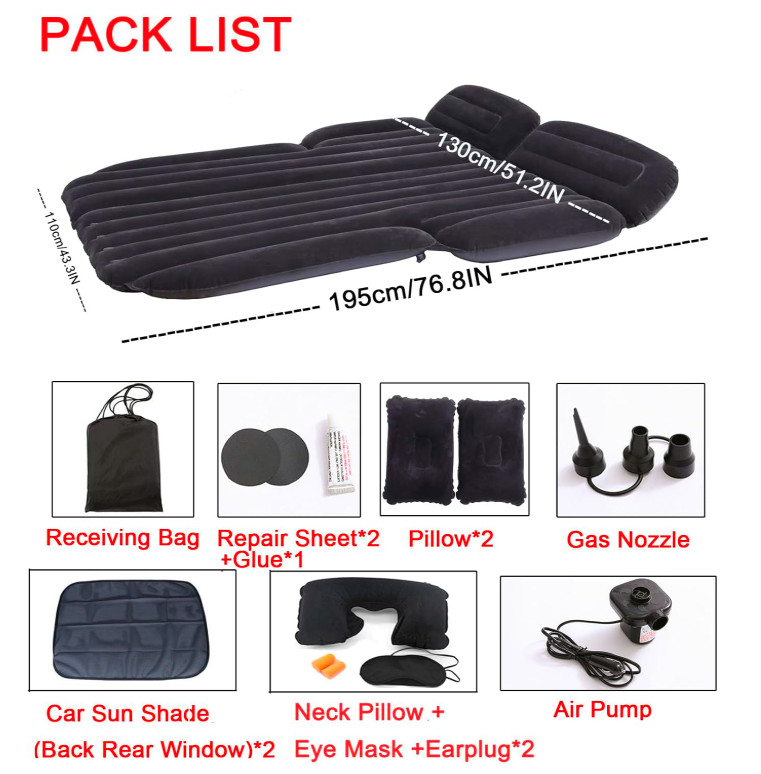 Inflatable SUV Air Mattress Thickened Flocking ,2 Pillows & Electric Air Pump gallery