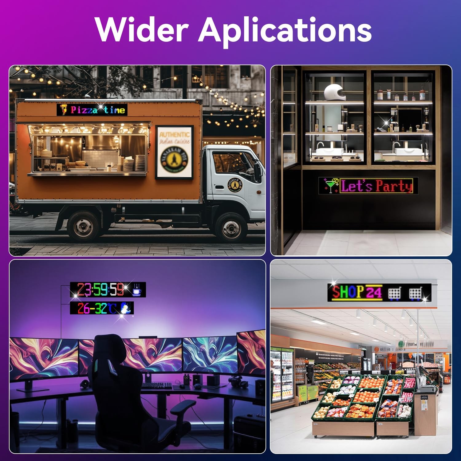 LED Sign - APP Control Scrolling&Stationary Display DIY 37x8in, Black gallery