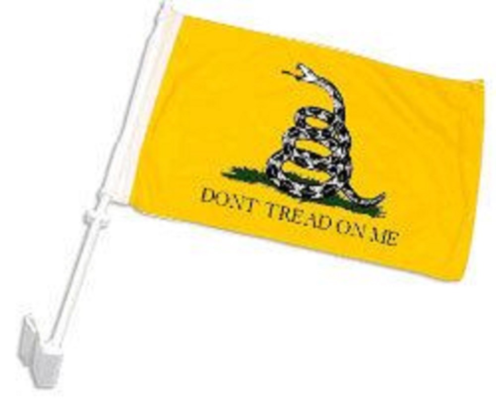 12x15 Gadsden White Snake Double Sided Car Window Vehicle 12"x15" Flag (FI)