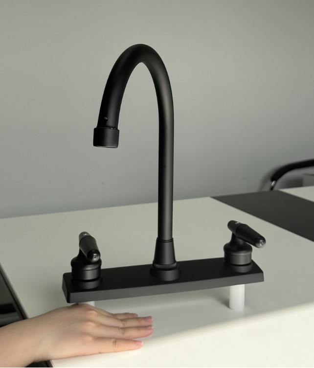 High Arc 2-Handle Standard Kitchen Sink Faucet Mixer Tap Plastic For Home RV gallery