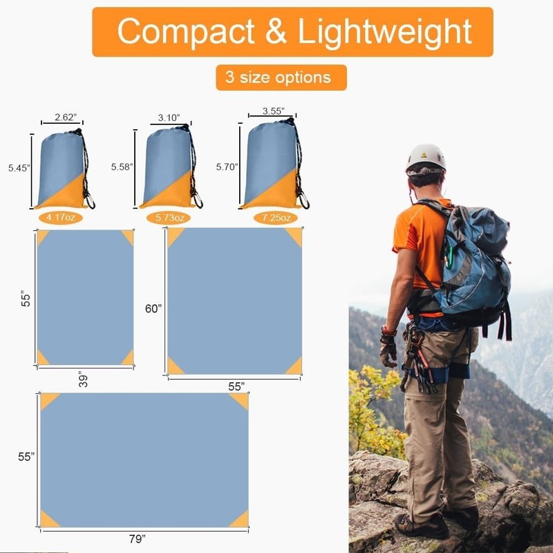 Lightweight 55"x79" Pocket Picnic Blanket - Waterproof & Quick Dry Setup gallery