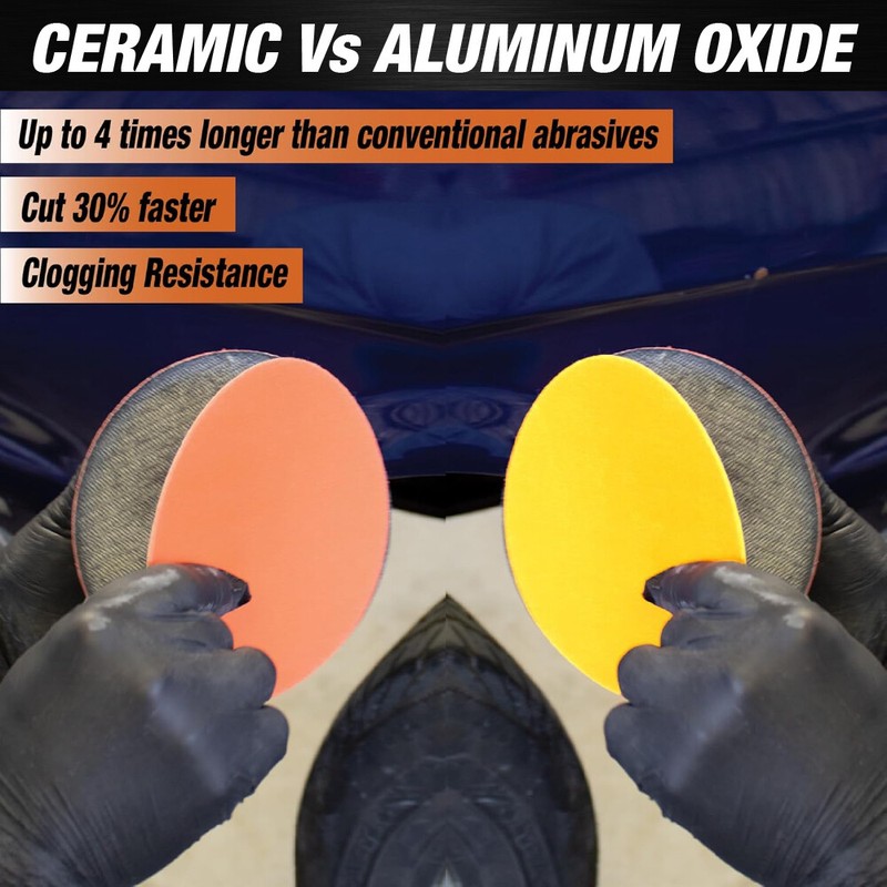 6” Premium Ceramic Grain Orange PSA Discs, No Hole, Self Adhesive Back gallery