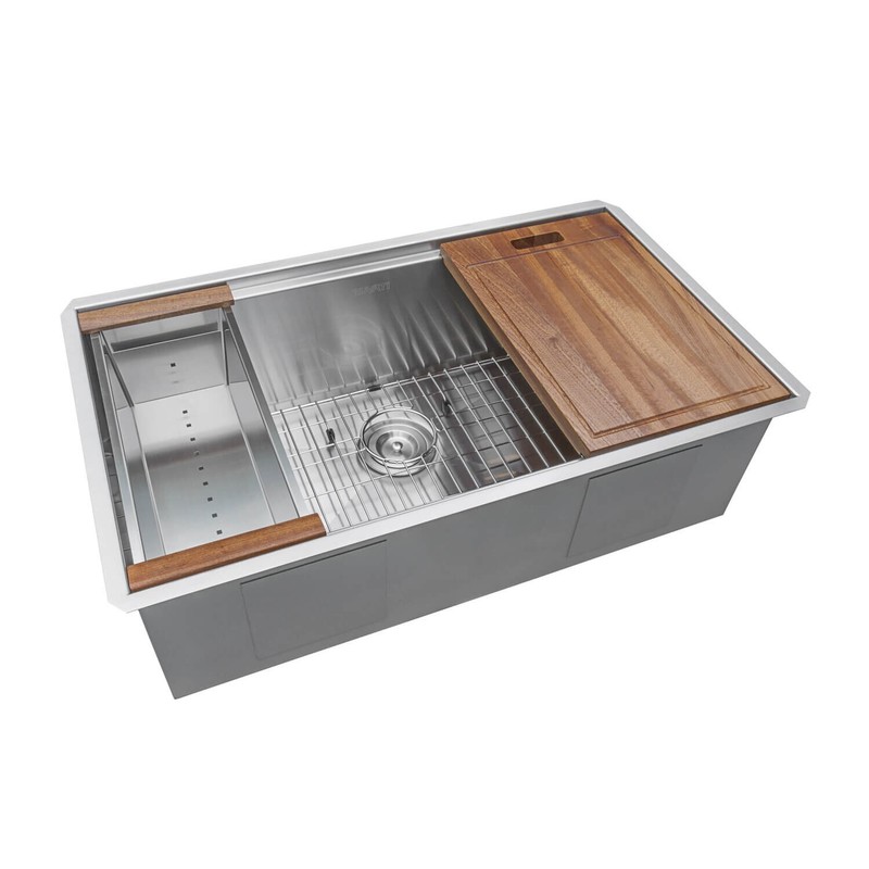 Ruvati 33" Workstation Ledge Rounded Corners Undermount Sink - RVH8303 gallery