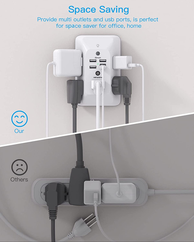 Outlet Extender with Night Light, Multi Plug Outlet, USB Wall Charger Surge Pro gallery