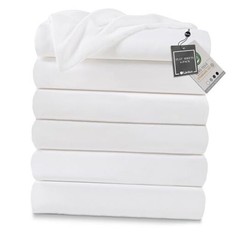 Flat Sheets Pack,Brushed Microfiber Bed Sheets, Soft & Queen 6 White