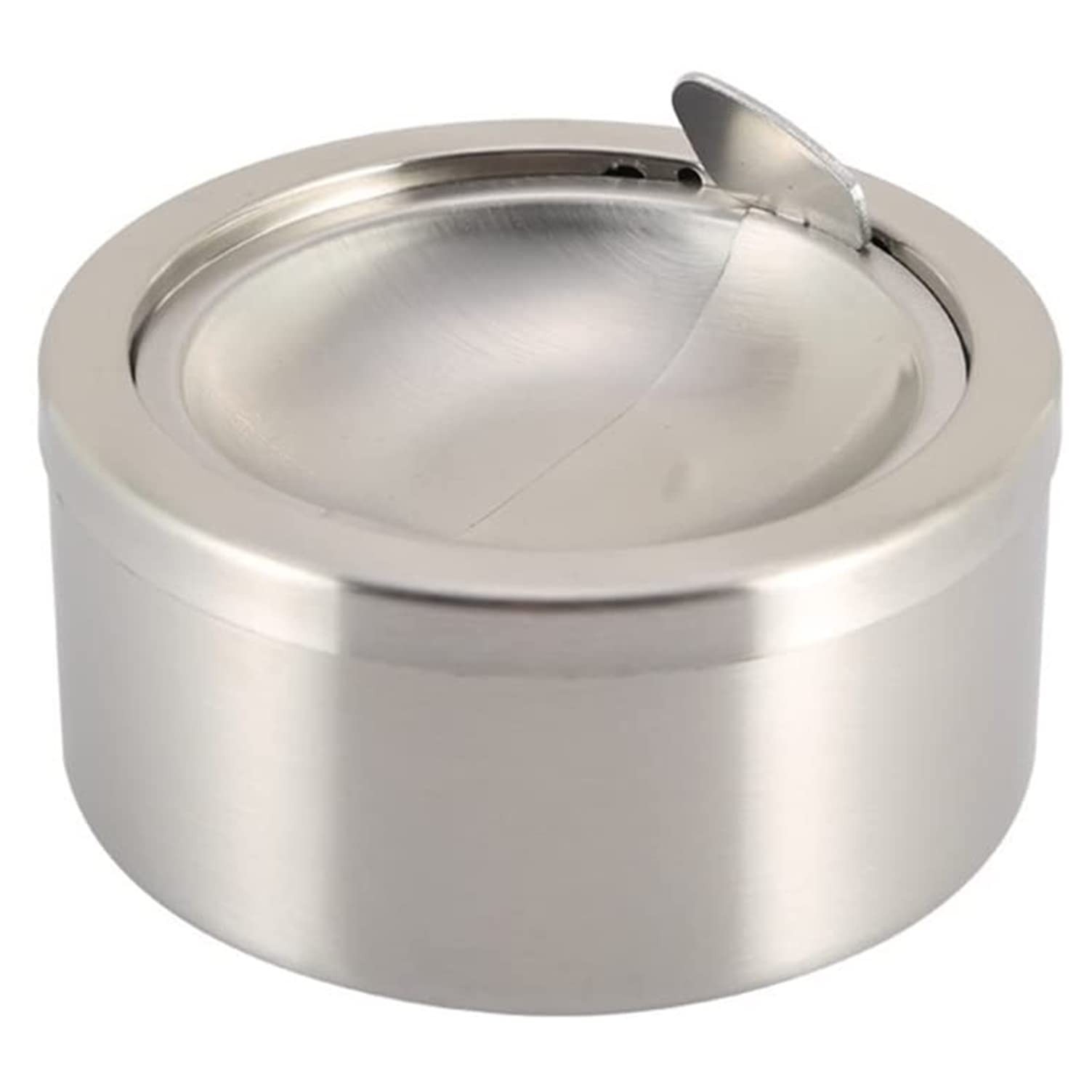 Stainless Steel Windproof Ashtray for Outdoor Indoor Use Matte Silver Box gallery