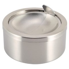 Stainless Steel Windproof Ashtray for Outdoor Indoor Use Matte Silver Box