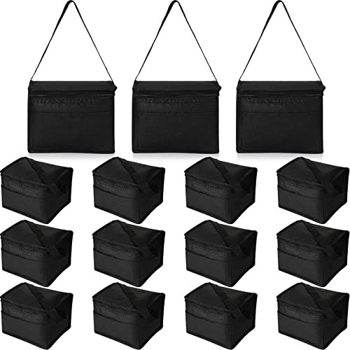 Pack Insulated Lunch Bags Bulk, Reusable Cooler Boxes, Basic Style 15 Black gallery