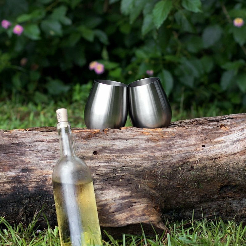 Stainless Steel Stemless Wine Glasses (4 Glasses) gallery