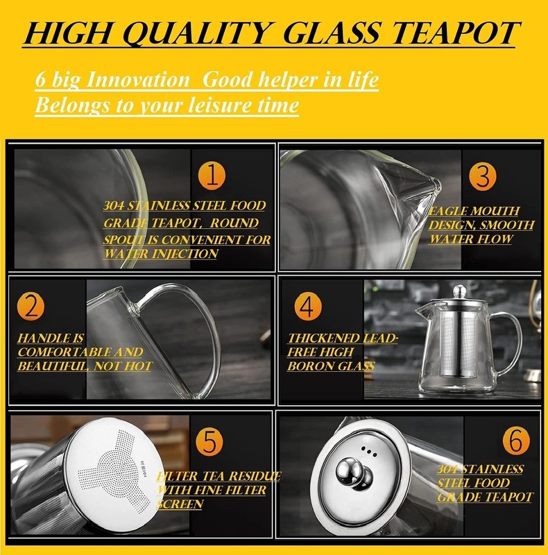 Glass Teapot with Removable Infuser, Stovetop Safe Tea Kettle, Tea Diffuser gallery