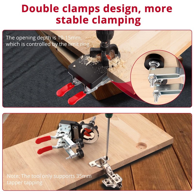 Concealed Hinge Drilling Jig Hole Set Aluminum Alloy Double Clip 35mm gallery