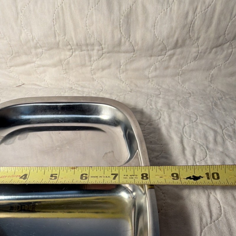 Stainless Steel 2-Compartment made in Japan Tray Silver Rectangle 11”x 8" #N94 gallery