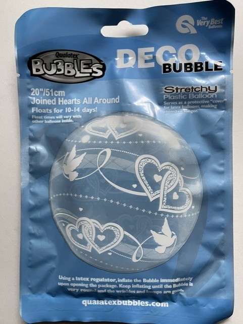 DECO BUBBLE STRETCHY BALLOON JOINED HEARTS 20 INCH REQUIRES HELIUM