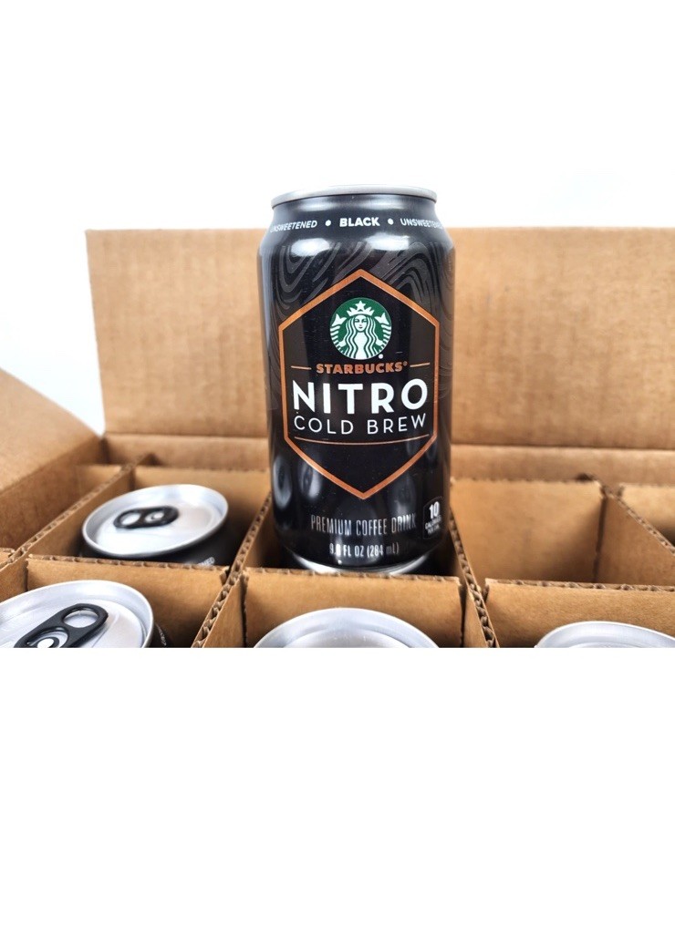 Starbucks - RTD Coffee Nitro Cold Brew, Black Unsweetened 9.6 fl oz BB 05/26 8pk gallery
