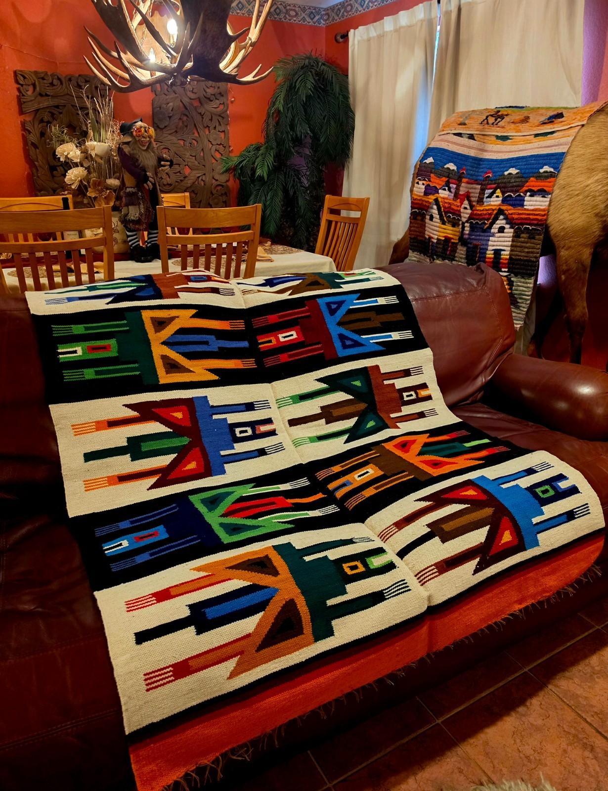 Handwoven Andean Wool Tapestry – Colorful Llama Textile Wall Art – Peruvian Arti gallery