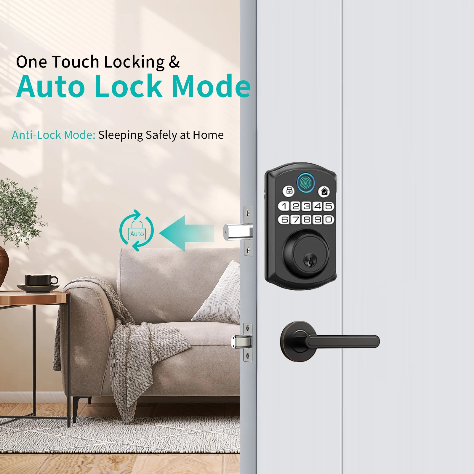Smart Keyless Entry Door Lock Fingerprint/Code/Key IP54 Waterproof Easy Install gallery