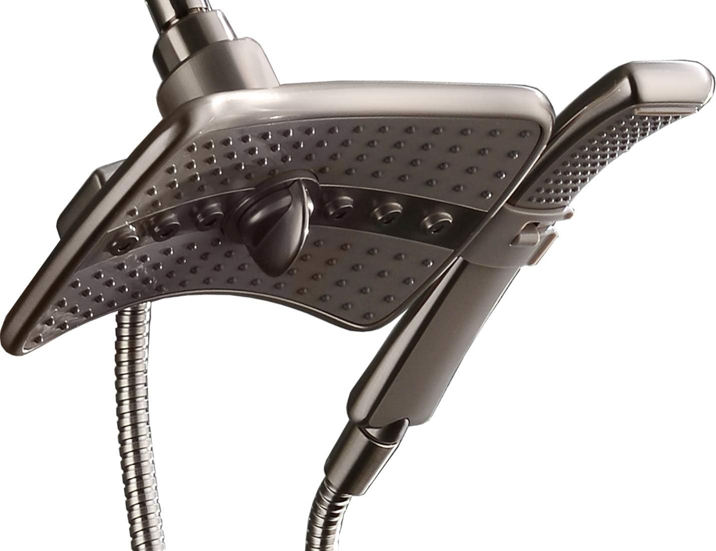 Brushed Nickel Shower Combo - Fixed and Handheld Heads With Grey Faceplates gallery