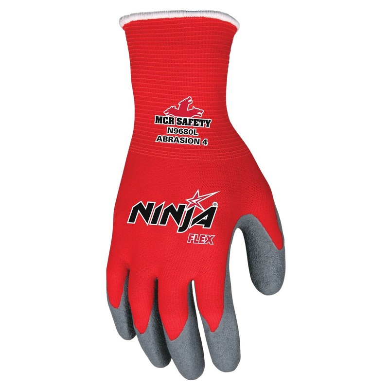 Ninja Flex N9680 Red Nylon Shell 15 Gauge Gray Latex Palm Coated Work Gloves gallery