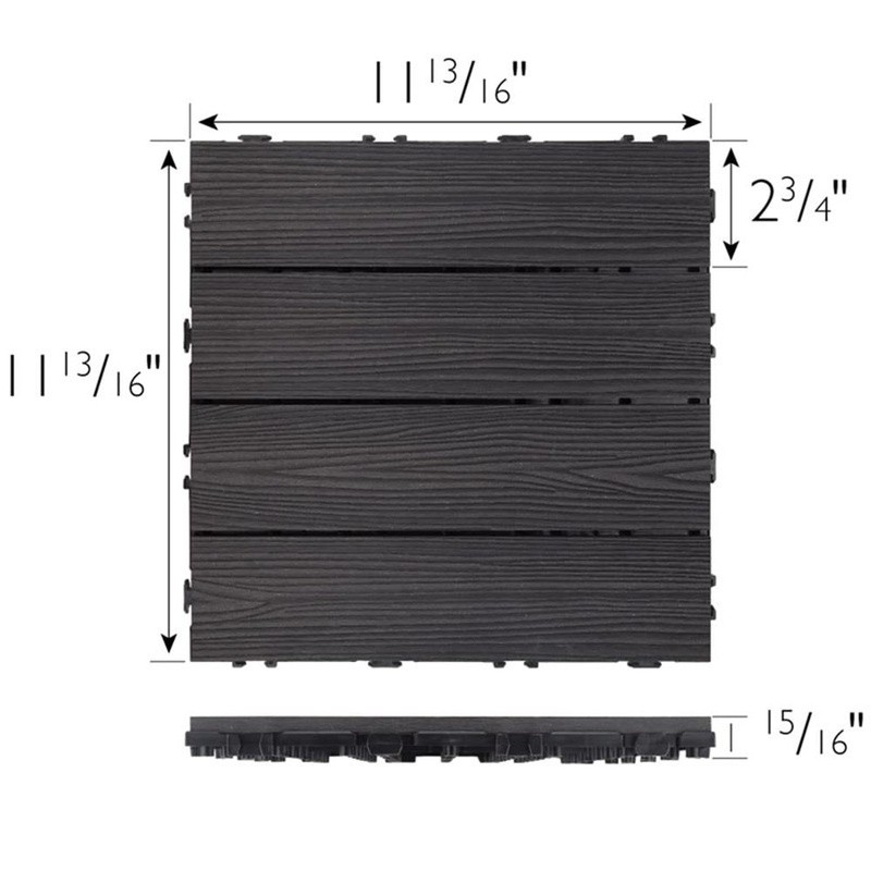 Interlocking Waterproof Deck Tiles Wood Composite Outdoor Patio Flooring 6 Pack gallery