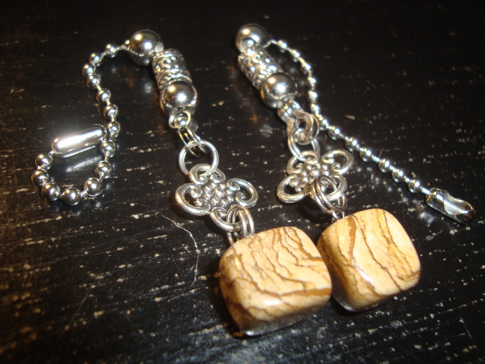 A Pair Irregular Picture Jasper Light/Lamp Pulls Ceiling Fan Pull Chains gallery