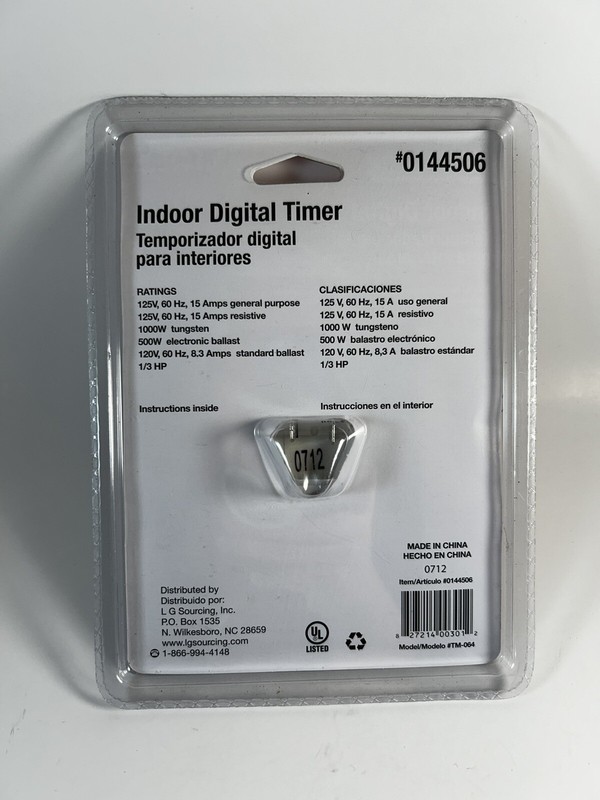 UTILITECH Digital Indoor Timer 24 Hour Repeating Cycle 125V/60Hz/15amp 0144506 gallery