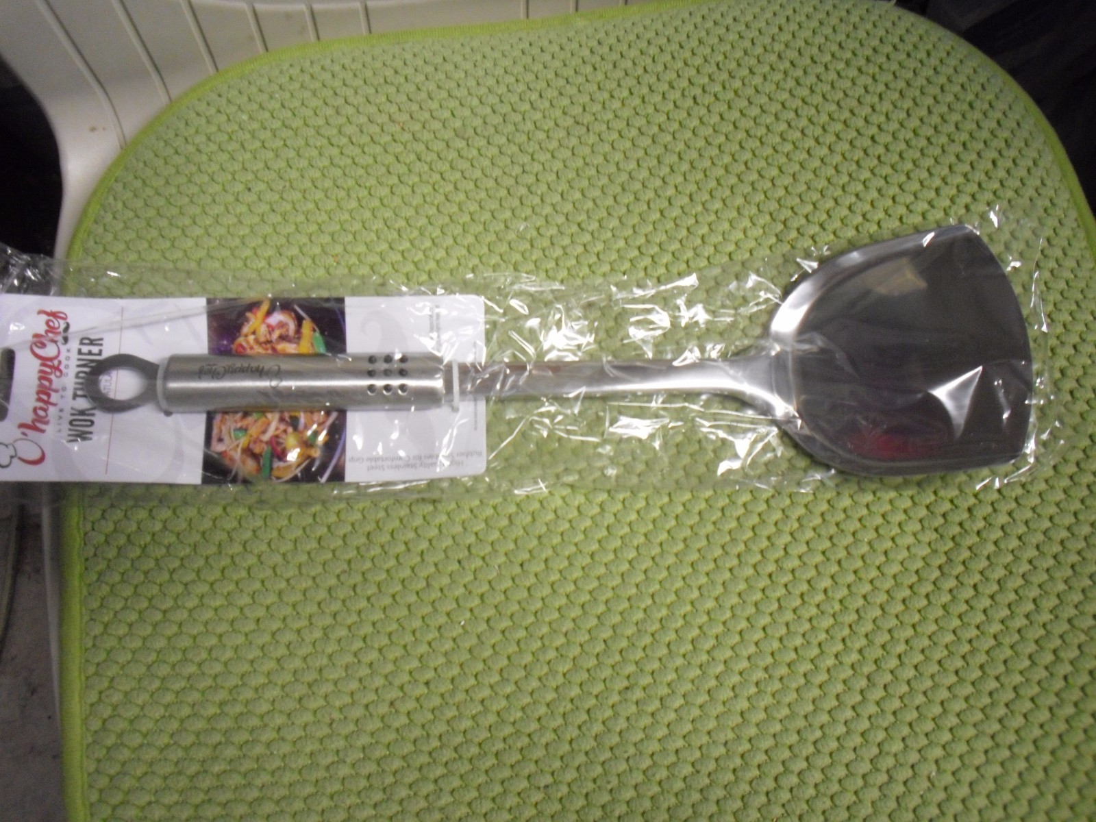 Wok Turner High Quality Stainless Steel Rubber Stubble for Comfortable Grip 13"L gallery