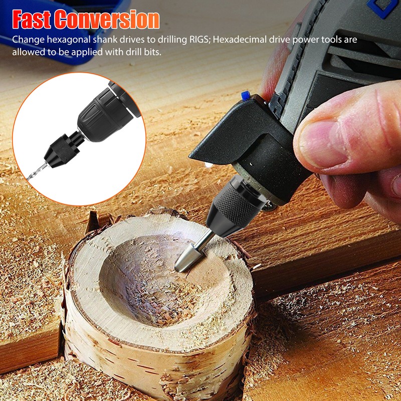 2/4x 1/4"Hex Shank Keyless Chuck Adapter Drill Bit Quick Change Driver Converter gallery
