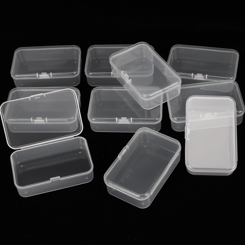 Lots Clear Plastic Storage Container Box Hinged Lid Art Jewelry Making Organizer gallery