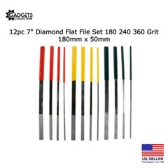 12pc 7″ Diamond Flat File Set 180mm x 50mm 180 240 360 Grit Ceramics Tile Glass