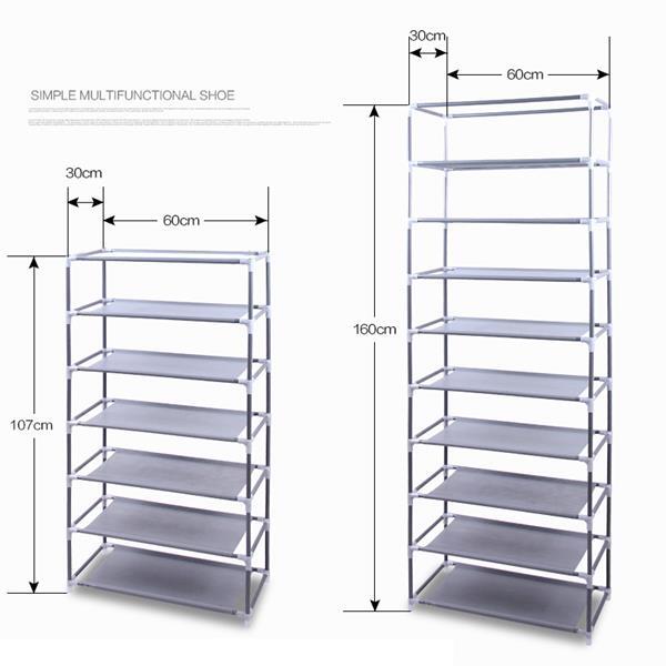 10 Layer 9 Shelf Shoe Rack Dustproof Shoes Cabinet Storage Organizer with Cover gallery