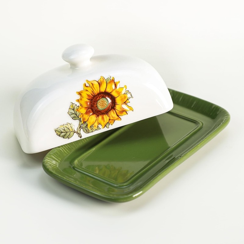 Charming Embossed Sunflower Butter Dish with Lid - Perfect for Everyday Use gallery
