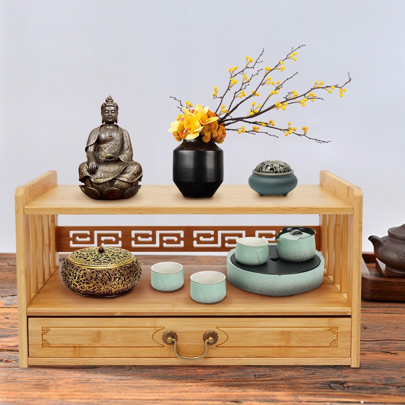 Altar Table with Drawer,Puja Table for Home,Perfect Used for Meditation, Prayers gallery
