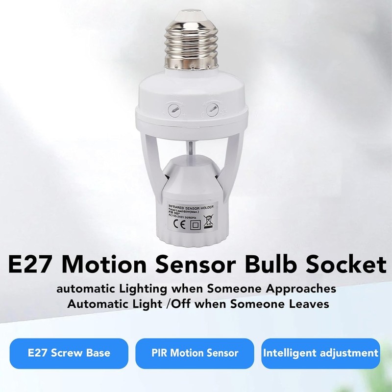 Infrared PIR Motion Sensor E27 LED Light Lamp Bulb Holder Socket Switch 110/220V gallery