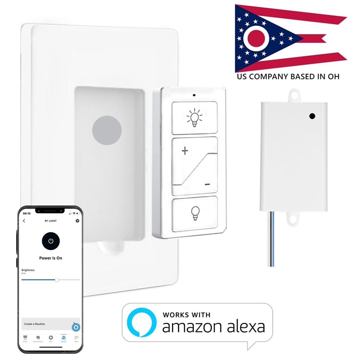 Smart Wireless Light Switch Kit No Wiring Dimmer Remote Control Work with Alexa gallery